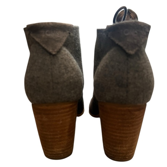 Toms Lunata‎ Grey Suede Block Heeled Lace-Up Booties 9.5 - Picture 5 of 8